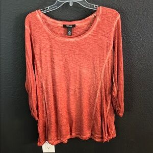 Women’s Style & Co. Orange Ruched 3/4 Sleeve Blouse